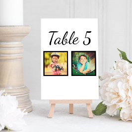 Elegantes Hochzeitsstil Foto Schwarz-weiße Tischnu Einladung