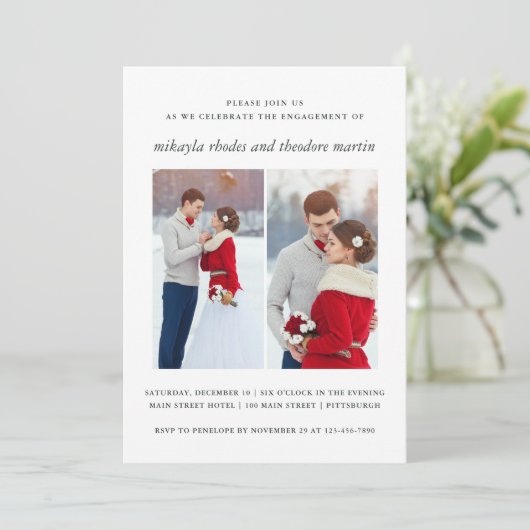 Elegantes Hochzeitsstipendium - Verlobung Foto Einladung (Stehend Vorderseite)