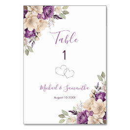 Elegantes Hochzeitssymbol für Lila und Elfenbeinkü Tischnummer