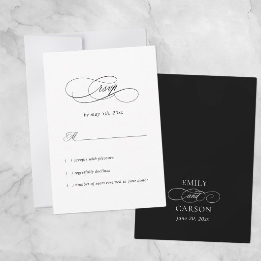 Elegantes Hochzeitsszenario Minimalistisch Monogra RSVP Karte