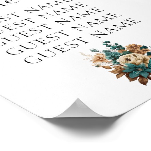 Elegantes Hochzeitsszenario mit Aquamarinen und go Poster (Ecke)