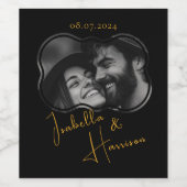 Elegantes Hochzeitsszenario mit individuellem Foto Weinetikett (Einzelnes Label)