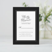 Elegantes Hochzeitsszenario Schwarz und Weiß RSVP Karte (Stehend Vorderseite)