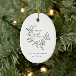 Elegantes Hochzeitsszenario-Wappen Personalisiert Keramik Ornament