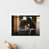 Elegantes Hochzeitstag Foto Script Vielen Dank Mitteilungskarte (Vorderseite/Rückseite Beispiel)