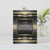 Elegantes Hochzeitstag Gold/Schwarz Einladung (Stehend Vorderseite)