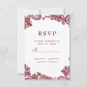 Elegantes Hochzeitstil Details Blau Weiß RSVP Karte (Vorderseite)