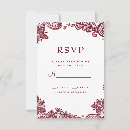 Elegantes Hochzeitstil Details Blau Weiß RSVP Karte (Vorderseite)