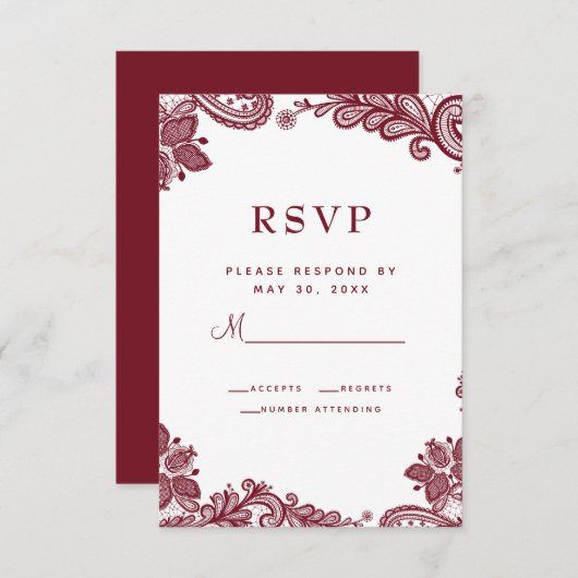Elegantes Hochzeitstil Details Blau Weiß RSVP Karte (Vorne/Hinten)