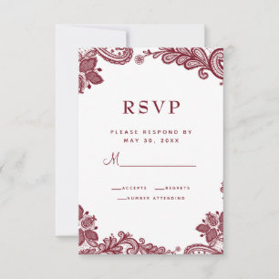 Elegantes Hochzeitstil Details Blau Weiß RSVP Karte