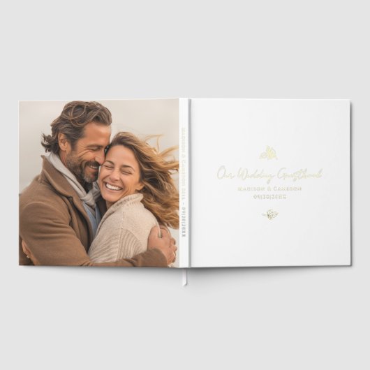 Elegantes Hochzeitstil-Foto Botanische Kalligrafie Gästebuch (Voll)