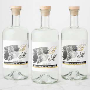 Elegantes Hochzeitstil-Foto-Flaschenetikett, Jubil Alkoholflaschenetikett