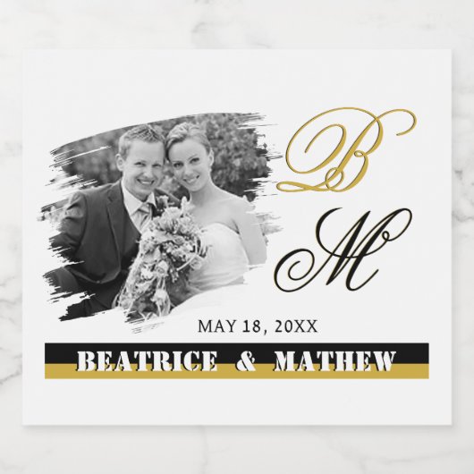 Elegantes Hochzeitstil-Foto-Flaschenetikett, Jubil Alkoholflaschenetikett (Einzelnes Label)