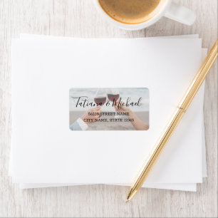 elegantes Hochzeitstil-Foto-Handschrift Adressaufkleber