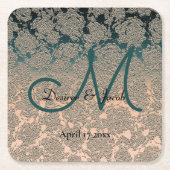 Elegantes Hochzeitstil für Aquamarine und Champagn Rechteckiger Pappuntersetzer (Vorderseite)