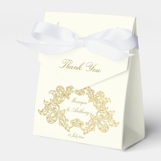 Elegantes Hochzeitstil für Elfenbein und Gold Geschenkschachtel (Vorderseite)