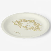Elegantes Hochzeitstil für Elfenbein und Gold Pappteller (Schrägansicht)