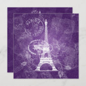 Elegantes Hochzeitstil Lila Paris Einladung (Vorne/Hinten)