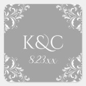 Elegantes Hochzeitstil | Nadine - Grau Quadratischer Aufkleber (Vorderseite)