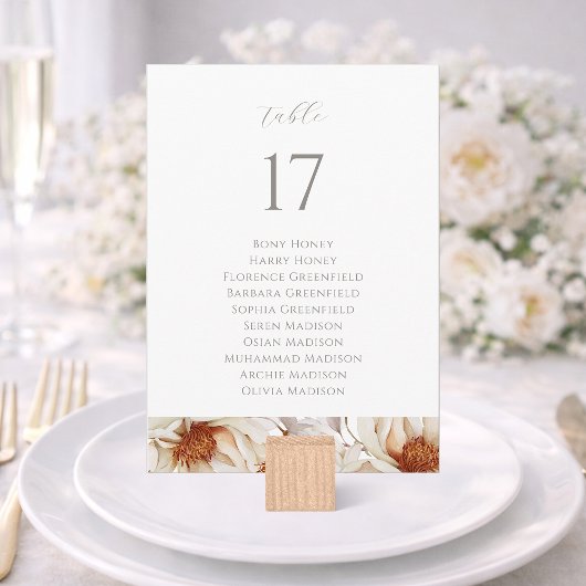 Elegantes Hochzeitstisch-Sitzplan-Schild Einladung