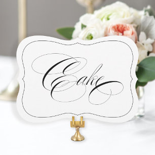 Elegantes Hochzeitstorten-Schild mit schwarzer Umr Einladung