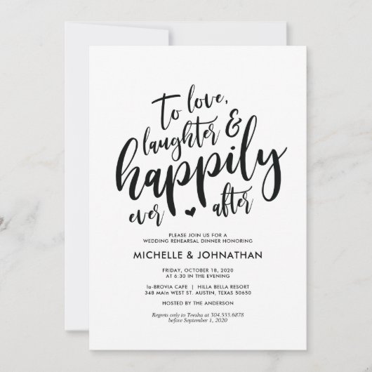 Elegantes Hochzeitstreffen Probe Dinner Einladung (Vorderseite)