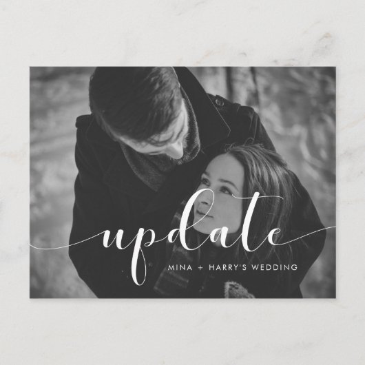 Elegantes Hochzeitsupdate-Foto Postkarte (Vorderseite)