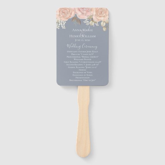 Elegantes Hochzeitswasser-Aquarellprogramm zur Ros Fächer (Vorderseite)