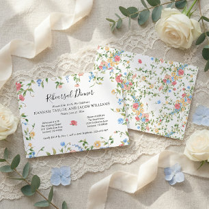 Elegantes Hochzeitswiesen-Probedinner unter Wildbl Einladung