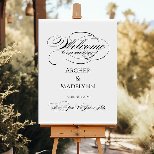 Elegantes Hochzeitswillkommenzeichen Luxuskalligra Poster