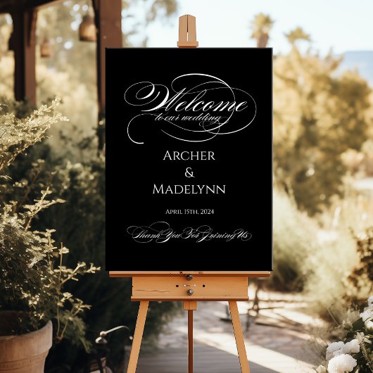 Elegantes Hochzeitswillkommenzeichen Luxuskalligra Poster