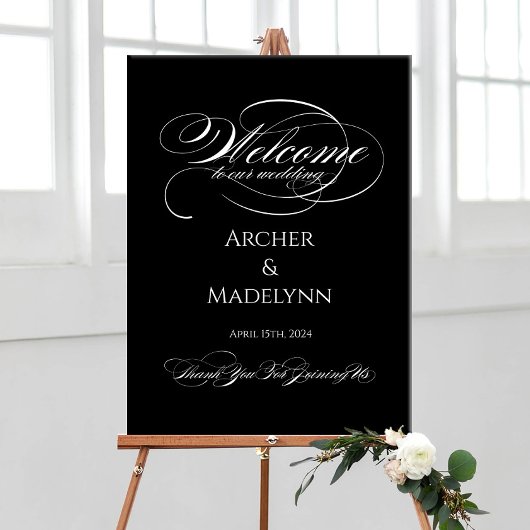 Elegantes Hochzeitswillkommenzeichen Luxuskalligra Poster