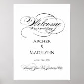 Elegantes Hochzeitswillkommenzeichen Luxuskalligra Poster (Vorne)
