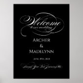 Elegantes Hochzeitswillkommenzeichen Luxuskalligra Poster (Vorne)