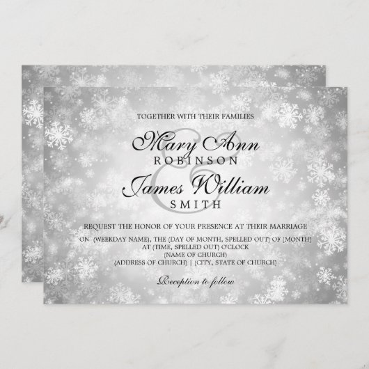 Elegantes Hochzeitswunder Wunderland Sparkle Silve Einladung (Vorne/Hinten)