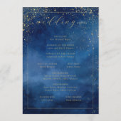 Elegantes Hochzeitszeremonie-Programm in Blau mit Programm (Rückseite)