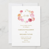 Elegantes Hochzeitwasser Ranunculus Floral Pink Einladung (Vorderseite)