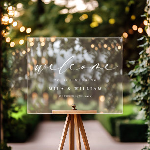 Elegantes Hochzeitwillkommen Akryllisches Zeichen Acrylschild