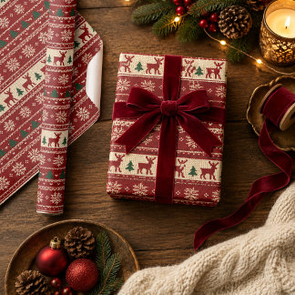 Elegantes Holiday Fair Isle Strickmuster Geschenkpapier