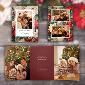 Elegantes Holiday Floral Foto Dreifach Gefaltete Karte