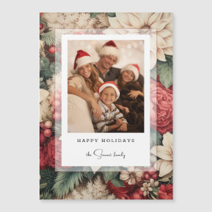 Elegantes Holiday Floral Foto Magnetkarte