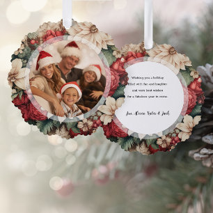 Elegantes Holiday Floral Foto Ornament Karte