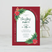 Elegantes Holiday Grüne Weihnachten Party Einladung (Stehend Vorderseite)