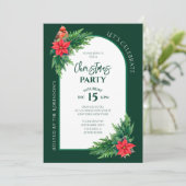 Elegantes Holiday Grüne Weihnachten Party Einladung (Stehend Vorderseite)