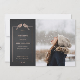 Elegantes Holiday Imitate Rose Gold Kardinals Foto Feiertagskarte
