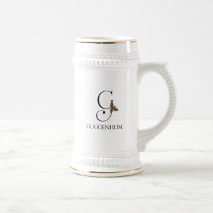 Elegantes Holiday Monogramm Initial G Personalisie Bierglas