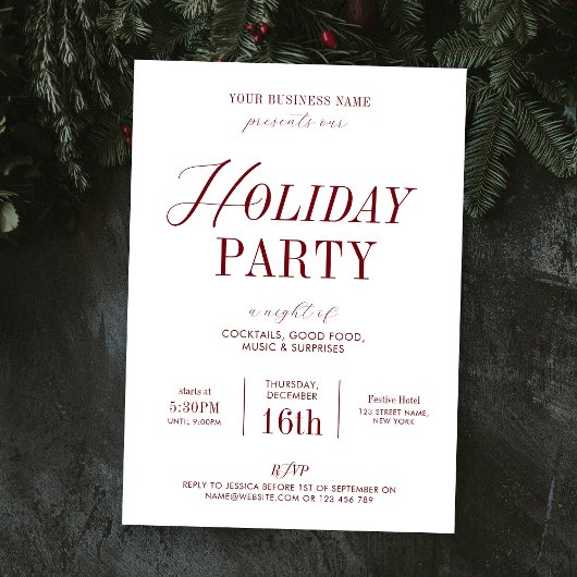 Elegantes Holiday Office Party Weihnachten Einladung