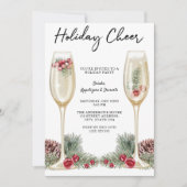 Elegantes Holiday Party Champagne Glass Einladung (Vorderseite)