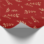 Elegantes Holiday Red Gold Foil Blätter Geschenkpapier (Ecke)
