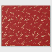 Elegantes Holiday Red Gold Foil Blätter Geschenkpapier (Flach)